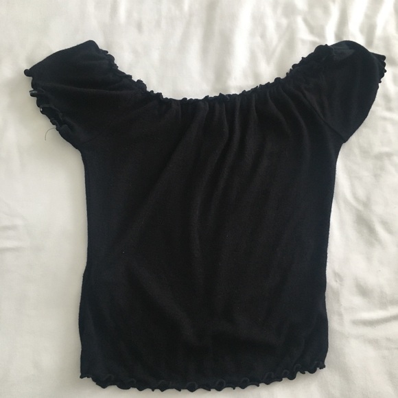 forever 21 black lettuce edge off the shoulder top - Picture 4 of 4